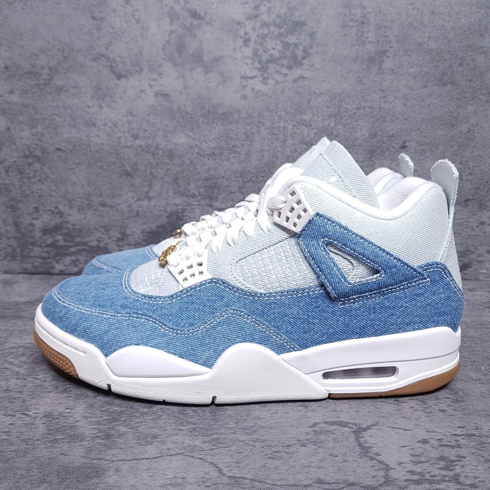 NIKE AIR JORDAN 4 Retro Tex Denim Shoes Womens 13.5 Mens 12 Blue Sail Gum